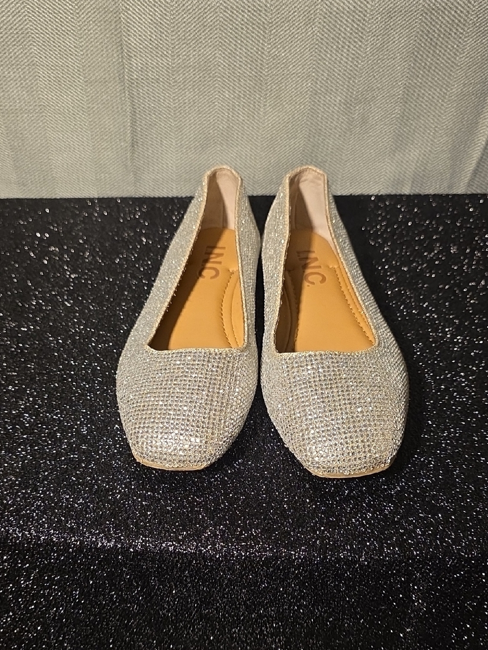 INC International Concepts Champagne Glitter Ballet Flats